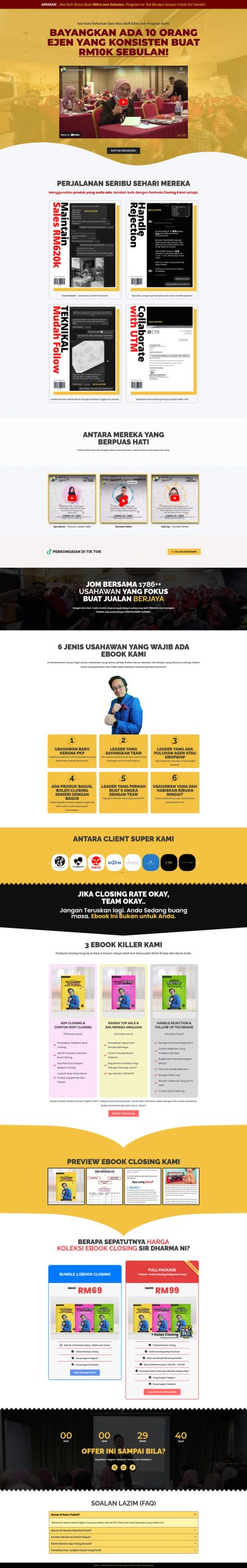 Landing page Pakar Closing eBook training - portfolio Onesty Digital