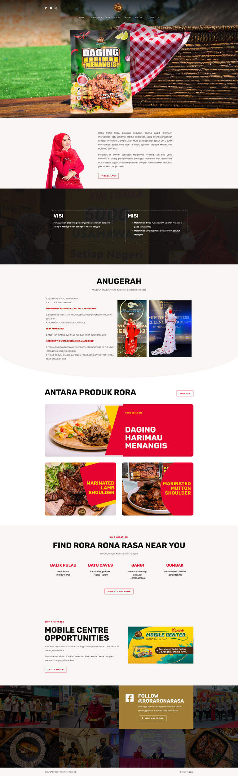 Corporate website Rora Rona Rasa premium F&B brand - portfolio Onesty Digital