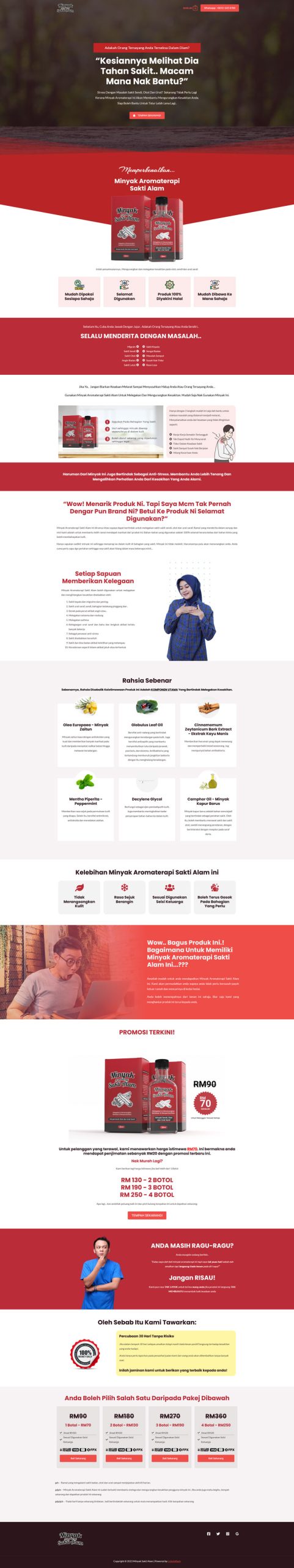 Landing page Sakti Alam aromaterapi - portfolio agensi digital marketing Malaysia